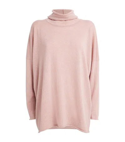 Eskandar Roll-neck Sweater (mid Plus Length) In Rosepowder