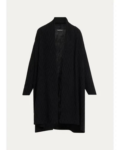 Eskandar Cashmere Scrunch Shawl Collar Cardigan - Very Long Length In Black