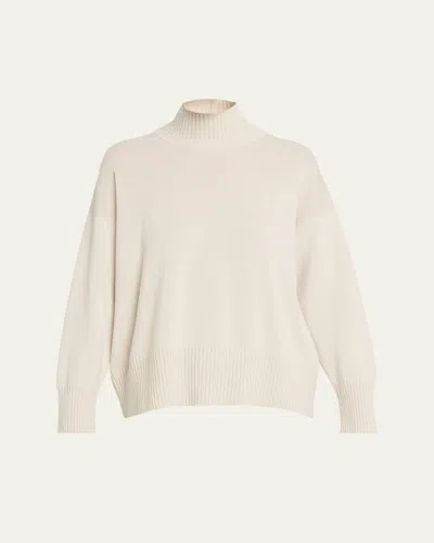 Eskandar Cashmere Small Long Sleeve High Neck Sweater - Mid Length In Neutral