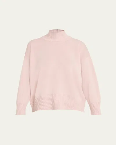 Eskandar Cashmere Small Long Sleeve High Neck Sweater - Mid Length In Pink
