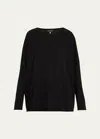 Eskandar Cashmere Top With Raw Edges (mid Plus Length) In Black