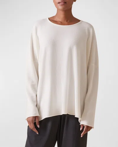 Eskandar Cashmere Top With Raw Edges (mid Plus Length) In Neutral