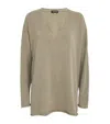 Eskandar Cashmere V-neck Long Sweater In Green