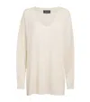 Eskandar Cashmere V-neck Long Sweater In Neutral