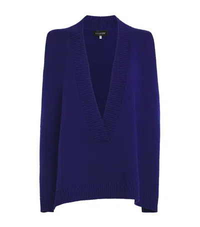 Eskandar Cashmere V-neck Sweater Vest In Blue
