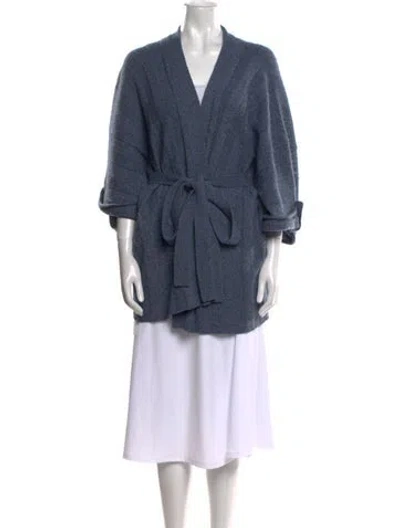 Pre-owned Eskandar Cashmere V-neck Sweater In Blue