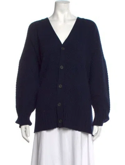 Pre-owned Eskandar Cashmere V-neck Sweater In Blue
