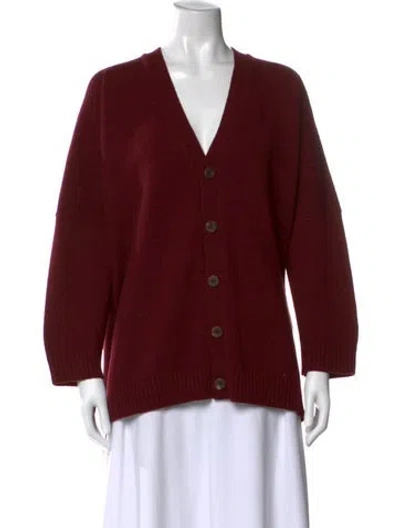 Pre-owned Eskandar Cashmere V-neck Sweater In Burgundy