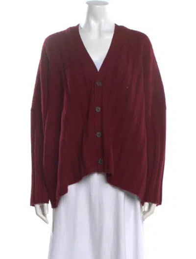 Pre-owned Eskandar Cashmere V-neck Sweater In Burgundy