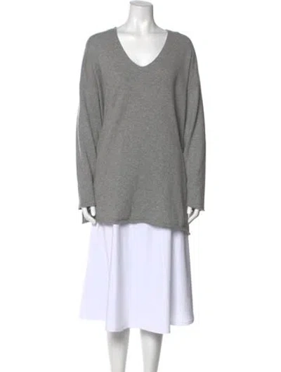 Pre-owned Eskandar Cashmere V-neck Sweater In Gray