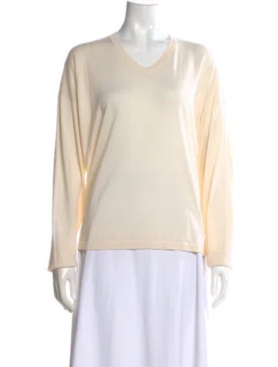 Pre-owned Eskandar Cashmere V-neck Sweater In Neutral