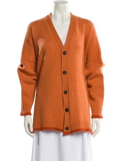 Pre-owned Eskandar Cashmere V-neck Sweater In Orange