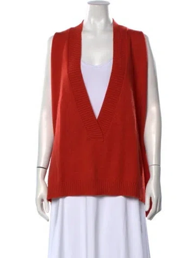 Pre-owned Eskandar Cashmere V-neck Sweater In Orange