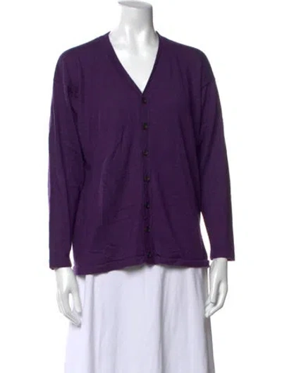 Pre-owned Eskandar Cashmere V-neck Sweater In Purple