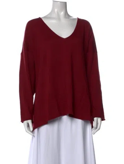 Pre-owned Eskandar Cashmere V-neck Sweater In Red