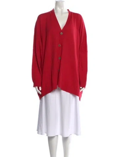 Pre-owned Eskandar Cashmere V-neck Sweater In Red