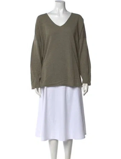 Pre-owned Eskandar Cashmere V-neck Sweater W/ Tags In Green