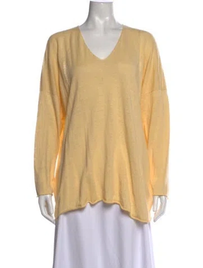 Pre-owned Eskandar Cashmere V-neck Sweater In Yellow