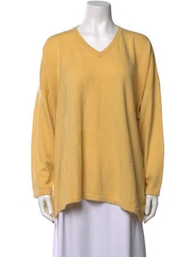 Pre-owned Eskandar Cashmere V-neck Sweater In Yellow