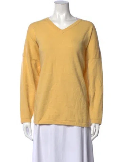 Pre-owned Eskandar Cashmere V-neck Sweater In Yellow