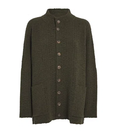 Eskandar Cashmere Wide Cardigan In Green
