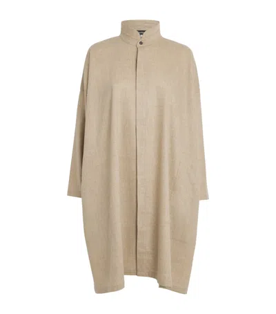 Eskandar Cashmere-wool Double Stand-collar Shirt In Neutral
