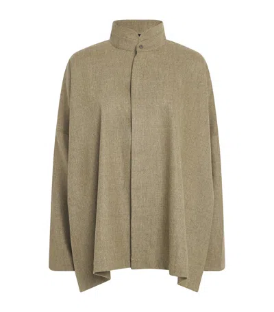 Eskandar Cashmere-wool Wide A-line Shirt In Green