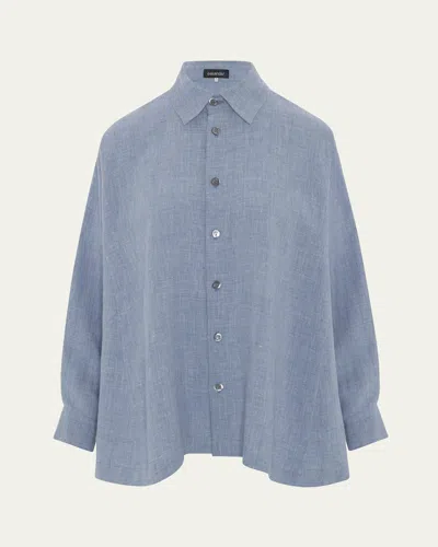 Eskandar Caucasus Collar Shirt (long Length) In Jean