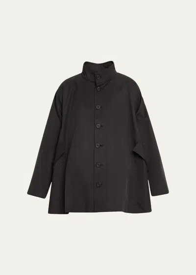 Eskandar Caucasus High Neck Raincoat (long Length) In Black