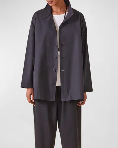 Eskandar Caucasus High Neck Raincoat (long Length) In Black