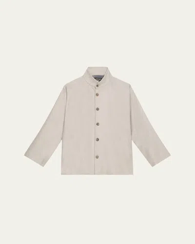 Eskandar Caucasus Notch Collar Jacket (mid Plus Length) In Greypale