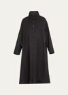 Eskandar Caucasus Raincoat With Foldaway Hood (full Length) In Black
