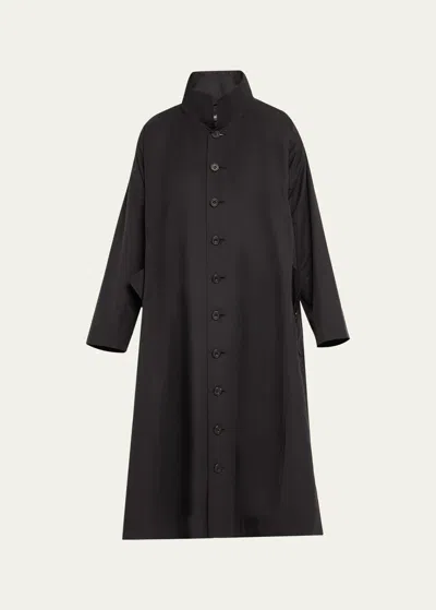 Eskandar Caucasus Raincoat With Foldaway Hood (full Length) In Black