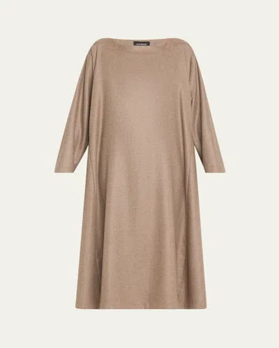 Eskandar Caucasus Scoop-neck Knit Dress In Natural