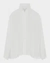 Eskandar Caucasus Shirt With Notch Collar (mid Plus Length) In White