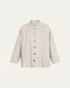 Eskandar Caucusus Jacket With Notch Collar (long Length) In Cloudgrey