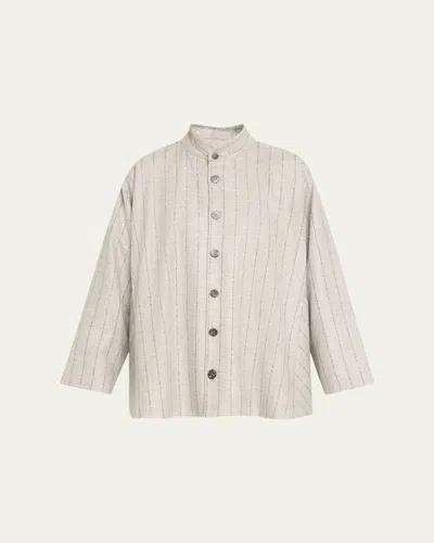 Eskandar Caucusus Jacket With Notch Collar (long Length) In Cloudgrey