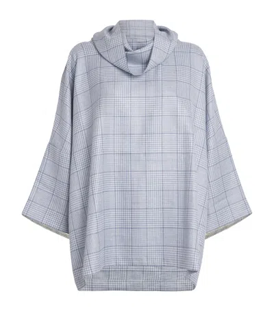 Eskandar Check Cowl-neck Shirt In Blue