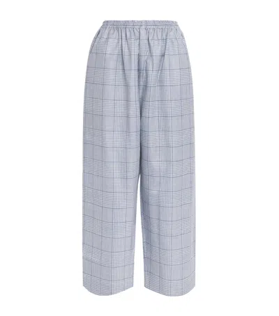 Eskandar Check Japanese Trousers In Blue
