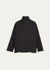 Eskandar Chinese Imperial Shirt With Chinese Collar (mid Plus Length) In Black