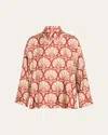 Eskandar Chinese Imperial Shirt With Chinese Collar (mid Plus Length) In Redgold