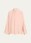 Eskandar Chinese Imperial Shirt With Chinese Collar (mid Plus Length) In Rosepowder