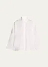 Eskandar Chinese Imperial Shirt With Chinese Collar (mid Plus Length) In White
