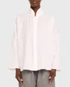 Eskandar Chinese Imperial Shirt With Chinese Collar (mid Plus Length) In White