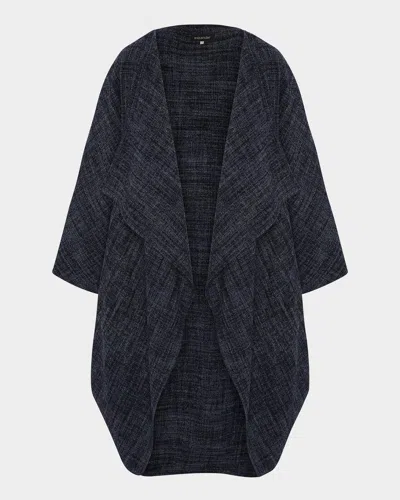 Eskandar Cocoon Coat In Blue
