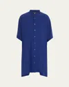 Eskandar Collarless Kaftan Shirt (very Long Length) In Lapis