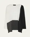Eskandar Color Block Cashmere Bateau-neck Sweater (long Length) In Black