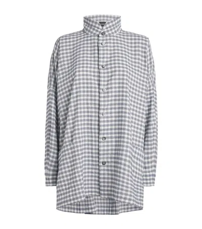 Eskandar Cotton Check Shirt In Sand