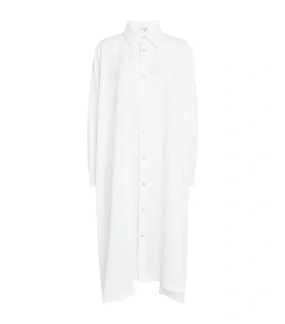 Eskandar Cotton Gingham A-line Shirt In White