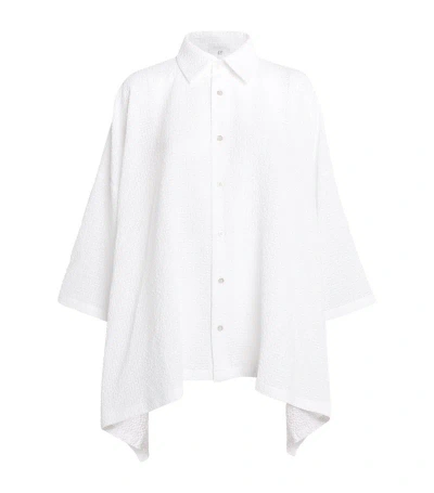 Eskandar Cotton Gingham Seersucker Shirt In White
